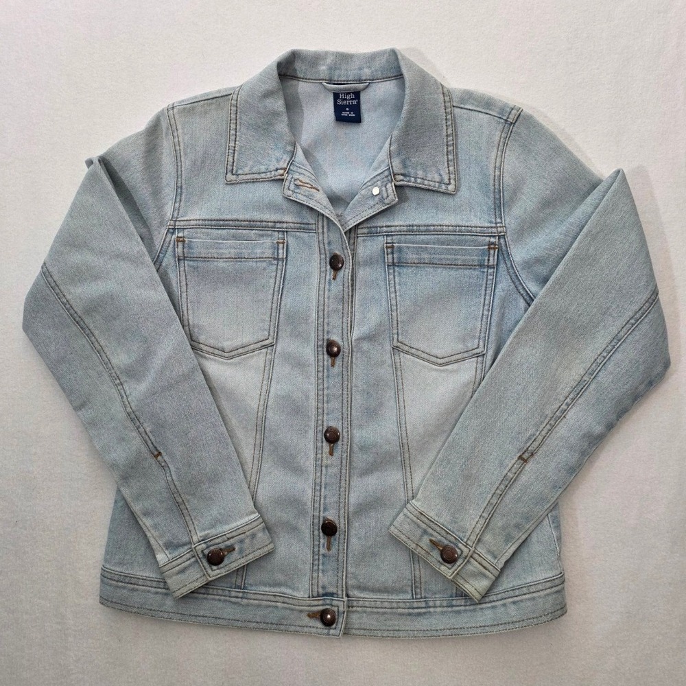High Sierra Denim Jacket Trucker Small Light Blue Wash Casual Classic Stretch